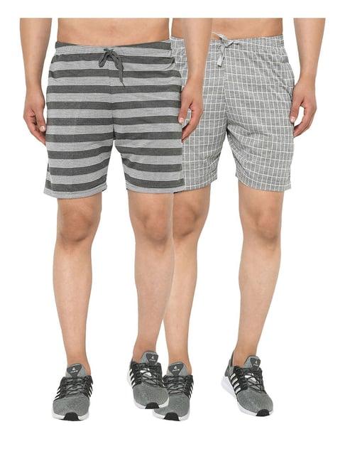 vimal jonney black & grey regular fit shorts - pack of 2