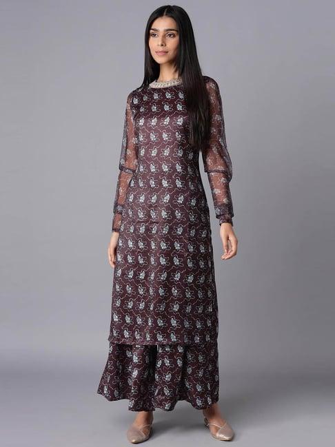 wishful by w brown printed kurta palazzo set