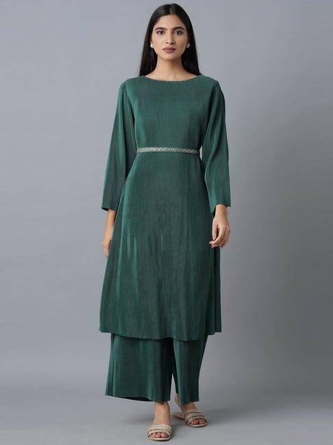 w green striped kurta palazzo set