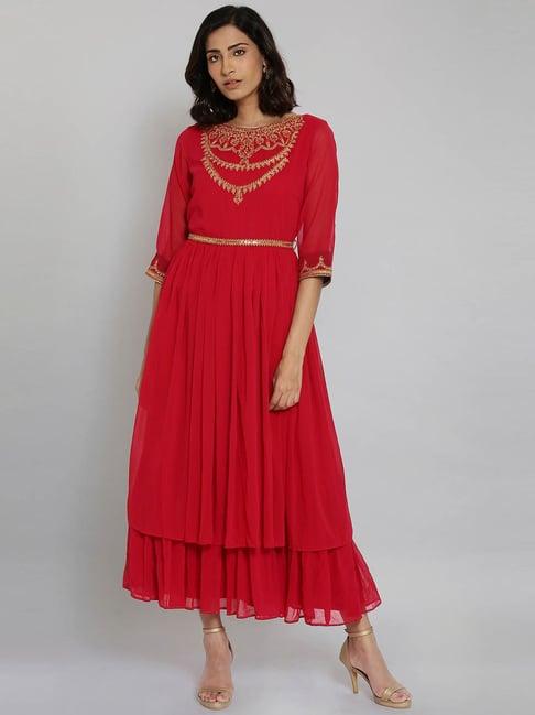 wishful by w red embroidered maxi dress