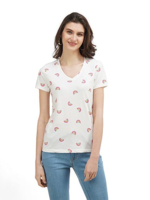 united colors of benetton white printed t-shirt