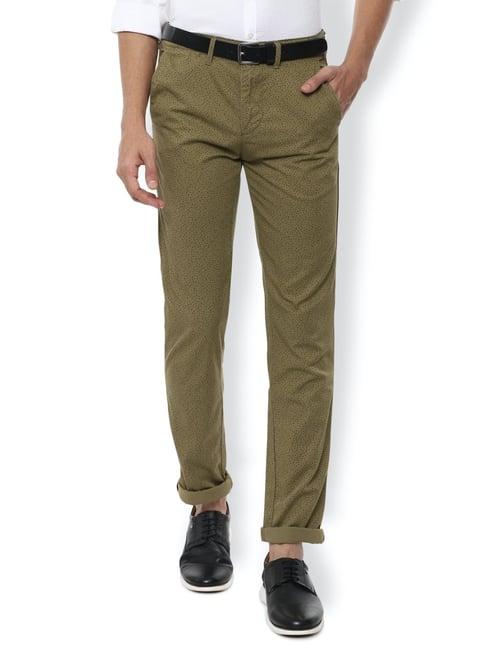 van heusen green slim fit printed trousers