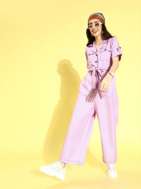 style quotient pink regular fit jumpsuit