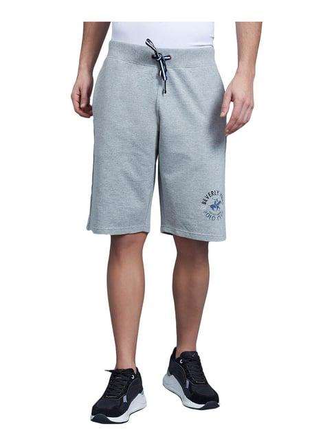 beverly hills polo club grey cotton regular fit logo printed shorts