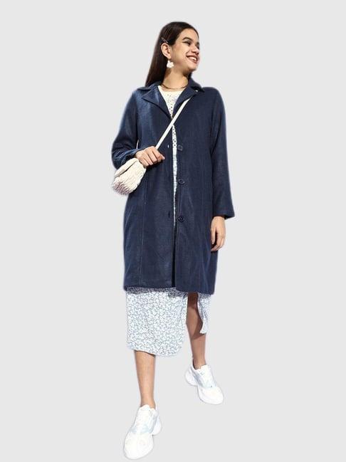 style quotient dark navy a line fit coat