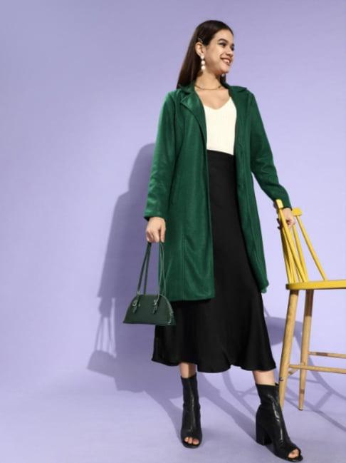 style quotient dark green a line fit coat