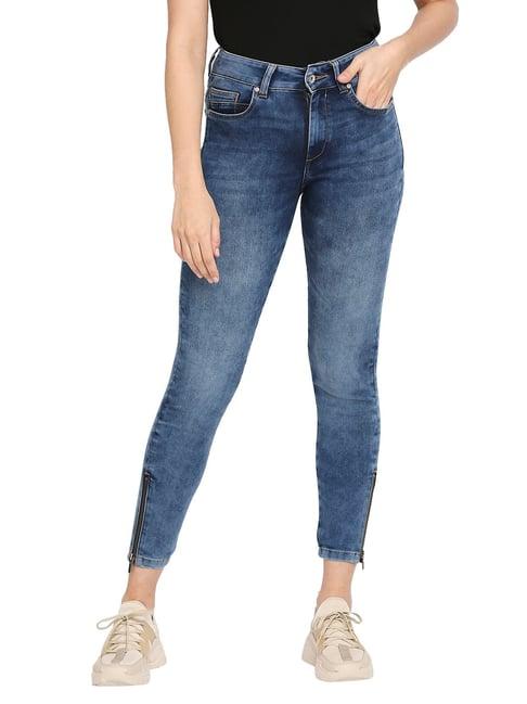 being human blue super skinny fit heavily washed jeans