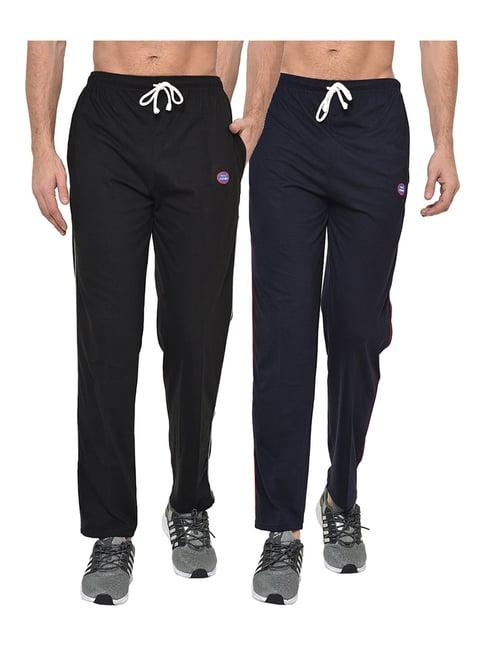 vimal jonney black & navy regular fit trackpants - pack of 2