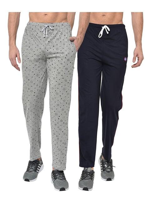 vimal jonney grey & navy regular fit trackpants - pack of 2