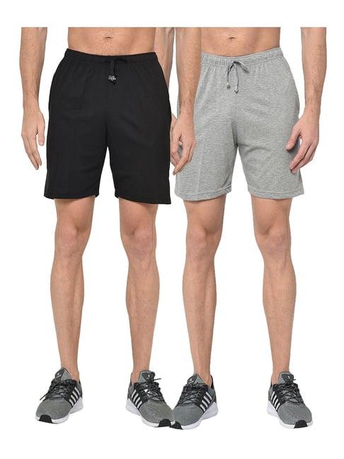 vimal jonney black & grey regular fit shorts - pack of 2