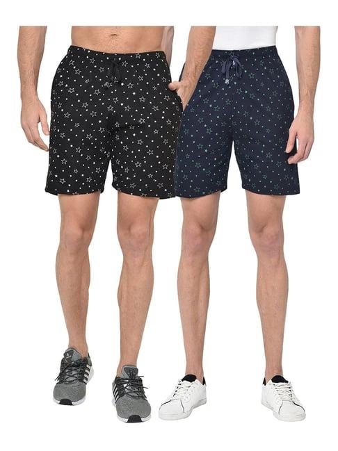 vimal jonney black & navy regular fit shorts - pack of 2