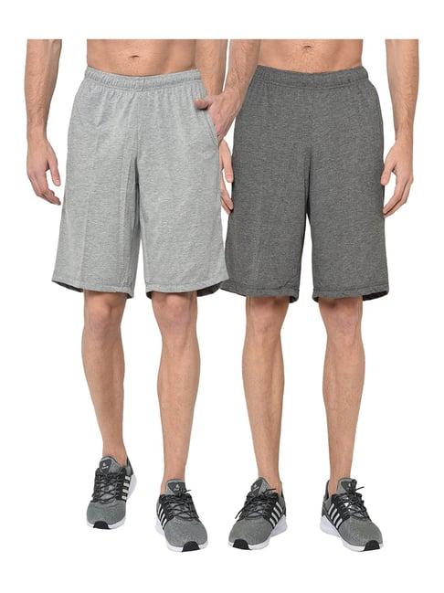 vimal jonney grey & dark grey regular fit shorts - pack of 2