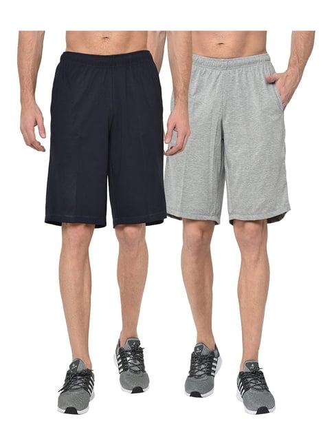 vimal jonney navy & grey regular fit shorts - pack of 2