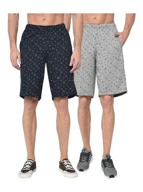 vimal jonney navy & grey regular fit shorts - pack of 2