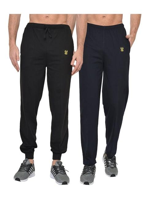 vimal jonney black & navy regular fit trackpants and joggers - pack of 2