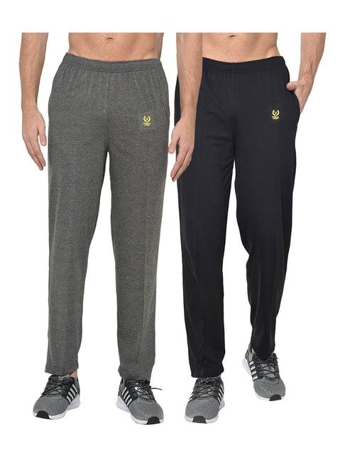 vimal jonney dark grey & black regular fit trackpants - pack of 2