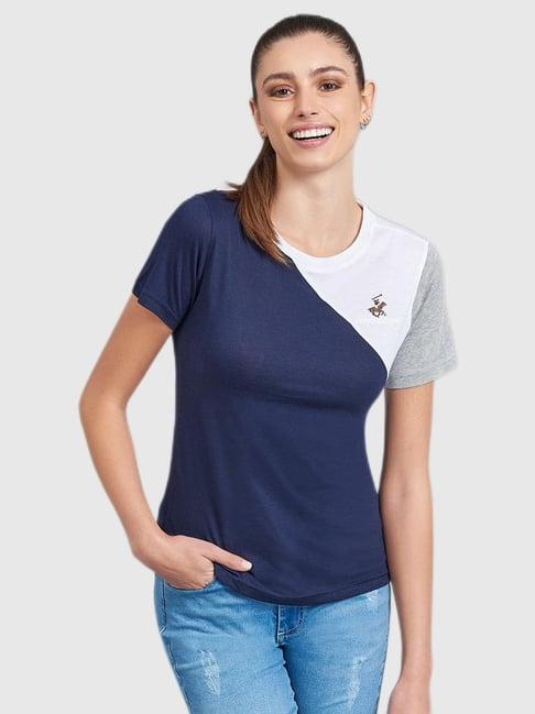 beverly hills polo club navy color blocked t-shirt