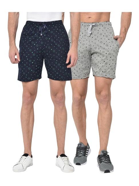 vimal jonney navy & grey regular fit shorts - pack of 2