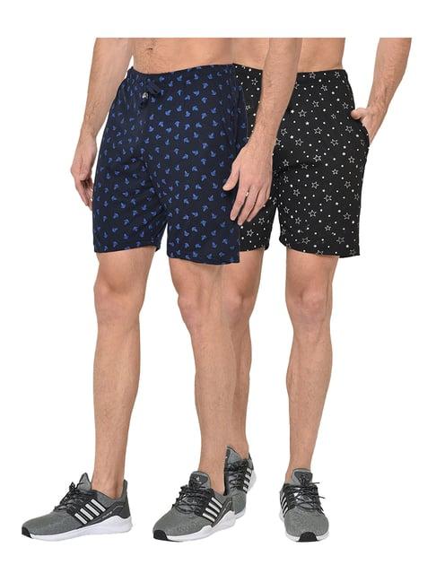 vimal jonney navy & black regular fit shorts - pack of 2