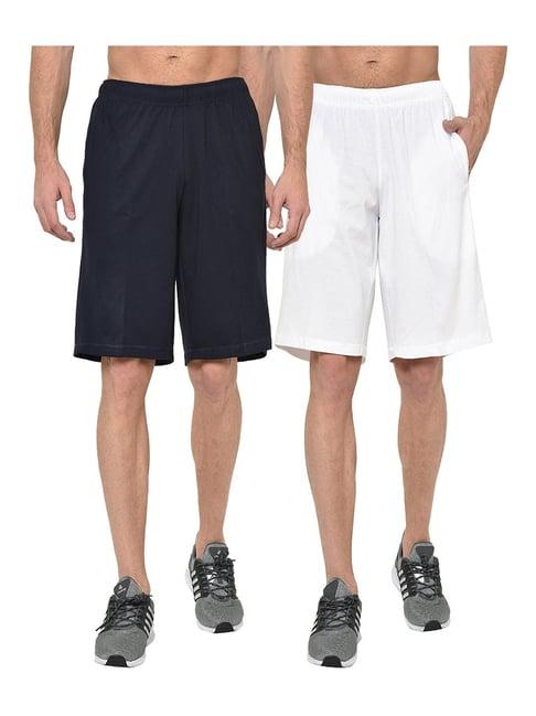 vimal jonney navy & white regular fit shorts - pack of 2