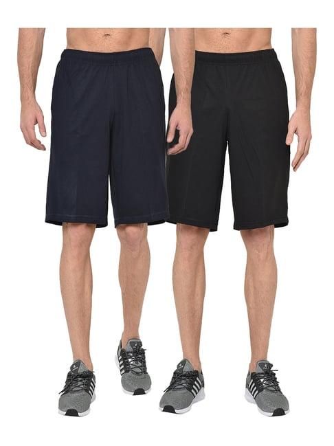 vimal jonney navy & black regular fit shorts - pack of 2