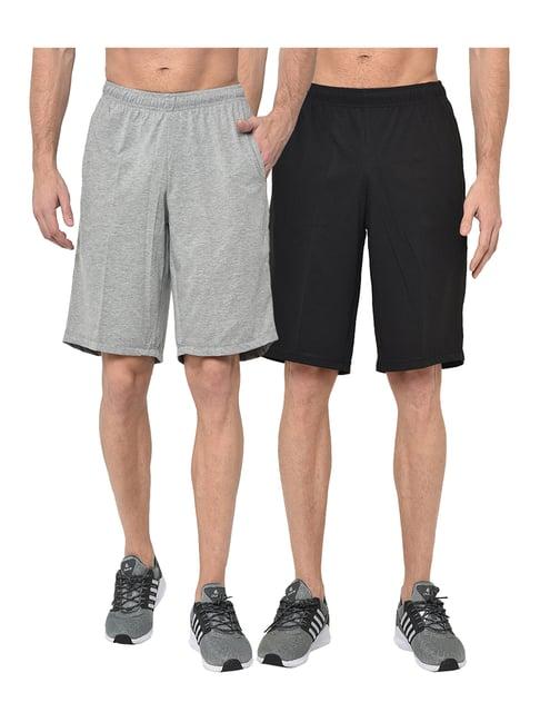 vimal jonney grey & black regular fit shorts - pack of 2