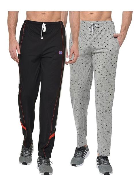 vimal jonney black & grey regular fit trackpants - pack of 2