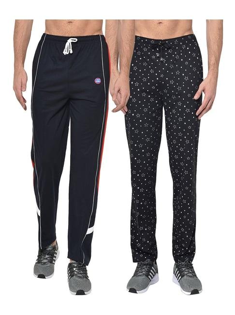 vimal jonney navy & black regular fit trackpants - pack of 2