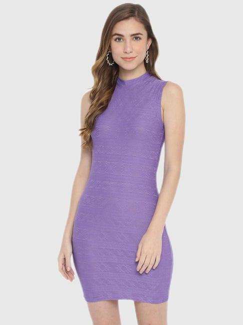 la intimo purple self print dress