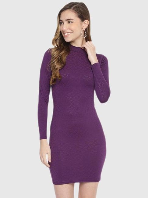 la intimo purple self print dress