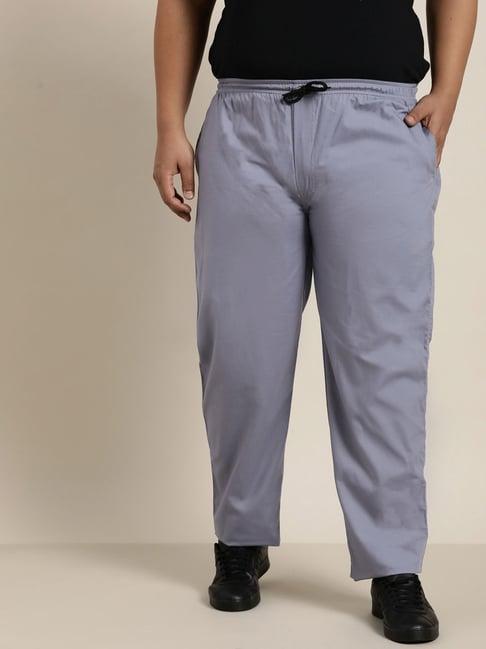 sojanya light grey cotton regular slim fit trackpants