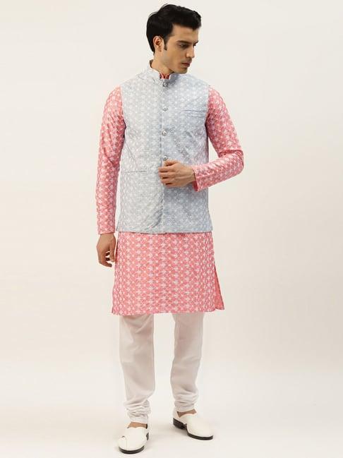 sojanya pink regular fit embroidered kurta set with jacket