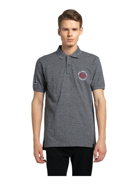 van heusen sport regular fit varsity inspired short sleeve solid polo t-shirt - charcoal jaspee