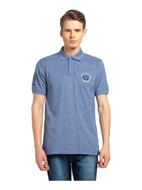 van heusen sport regular fit varsity inspired short sleeve solid polo t-shirt - sky bluejaspee