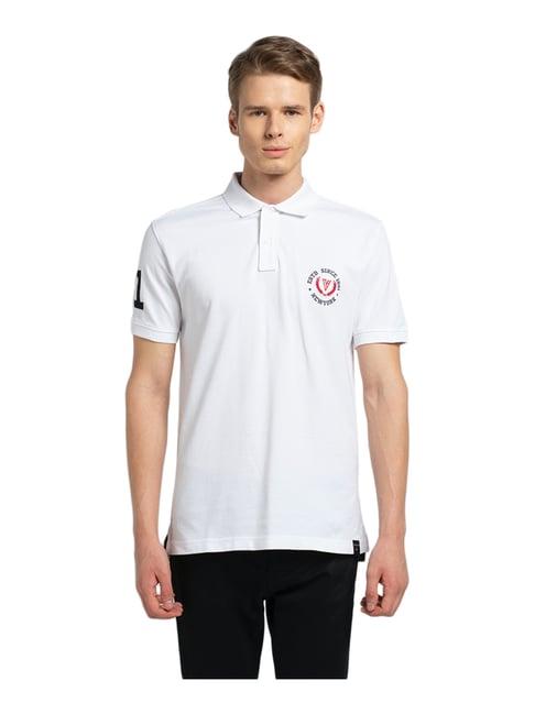 van heusen sport regular fit varsity inspired short sleeve solid polo t-shirt - white