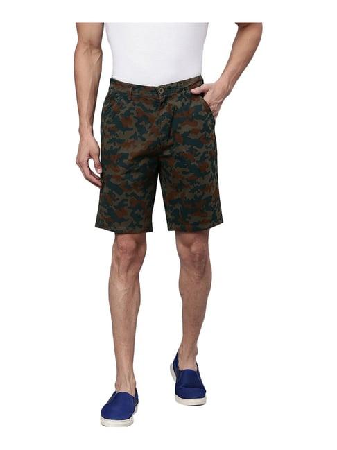 sweet dreams khaki regular fit printed shorts