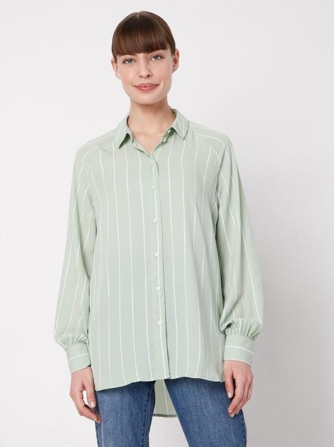 vero moda green striped shirt