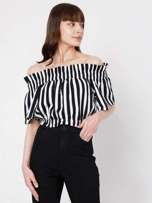 vero moda white & black striped top