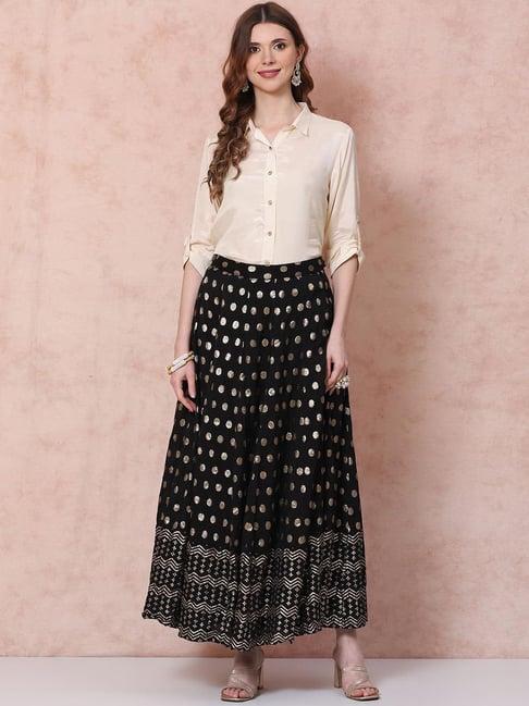 rangriti black shirt skirt set