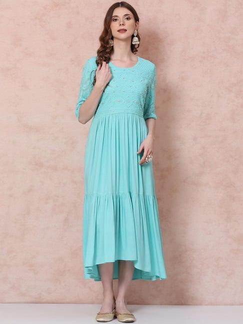 rangriti green embellished maxi dress