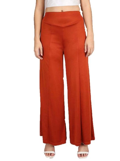 kotty orange flared fit palazzos