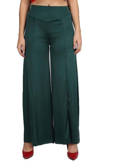 kotty green flared fit palazzos