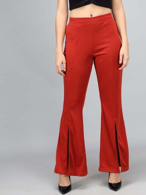 kotty red flared fit pants