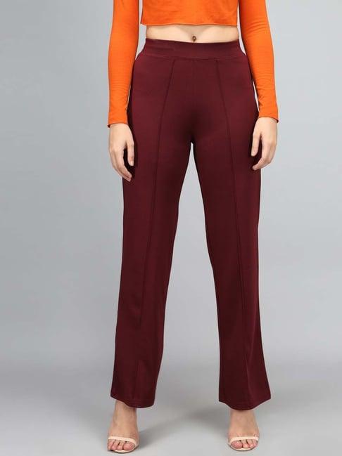 kotty maroon flared fit pants