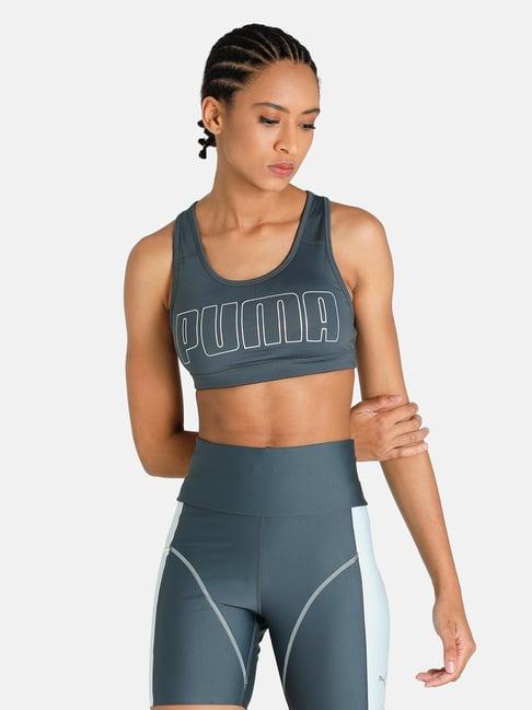 puma gray non wired padded sports bra