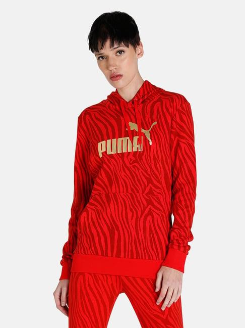 puma red graphic print hoodie