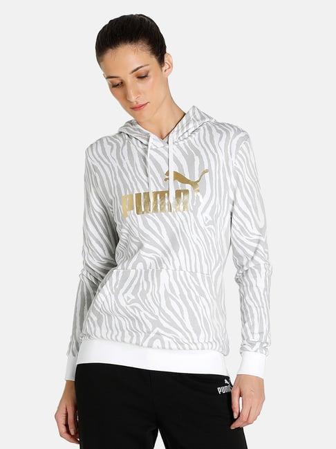 puma white graphic print hoodie