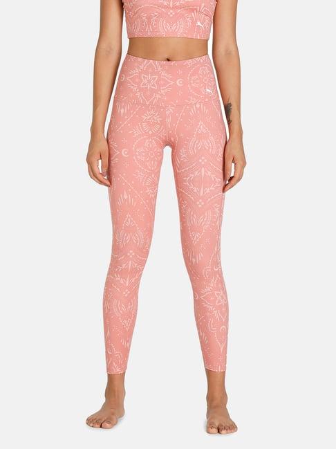 puma pink printed yoga tights