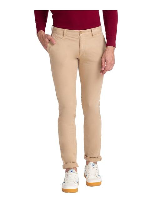 parx khaki tailored fit flat front trousers