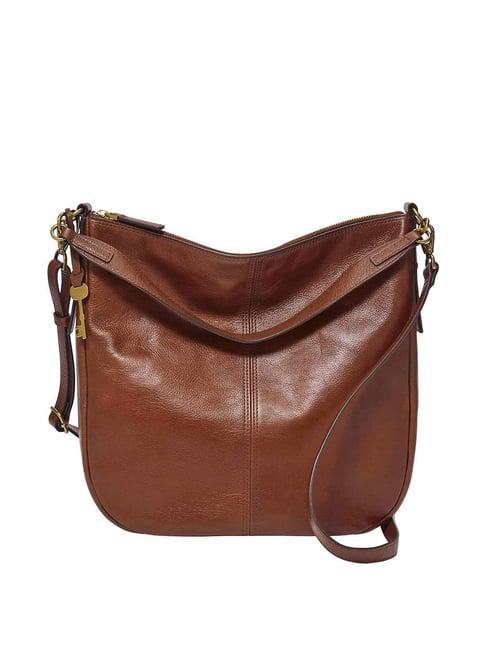 fossil jolie brown solid medium hobo handbag